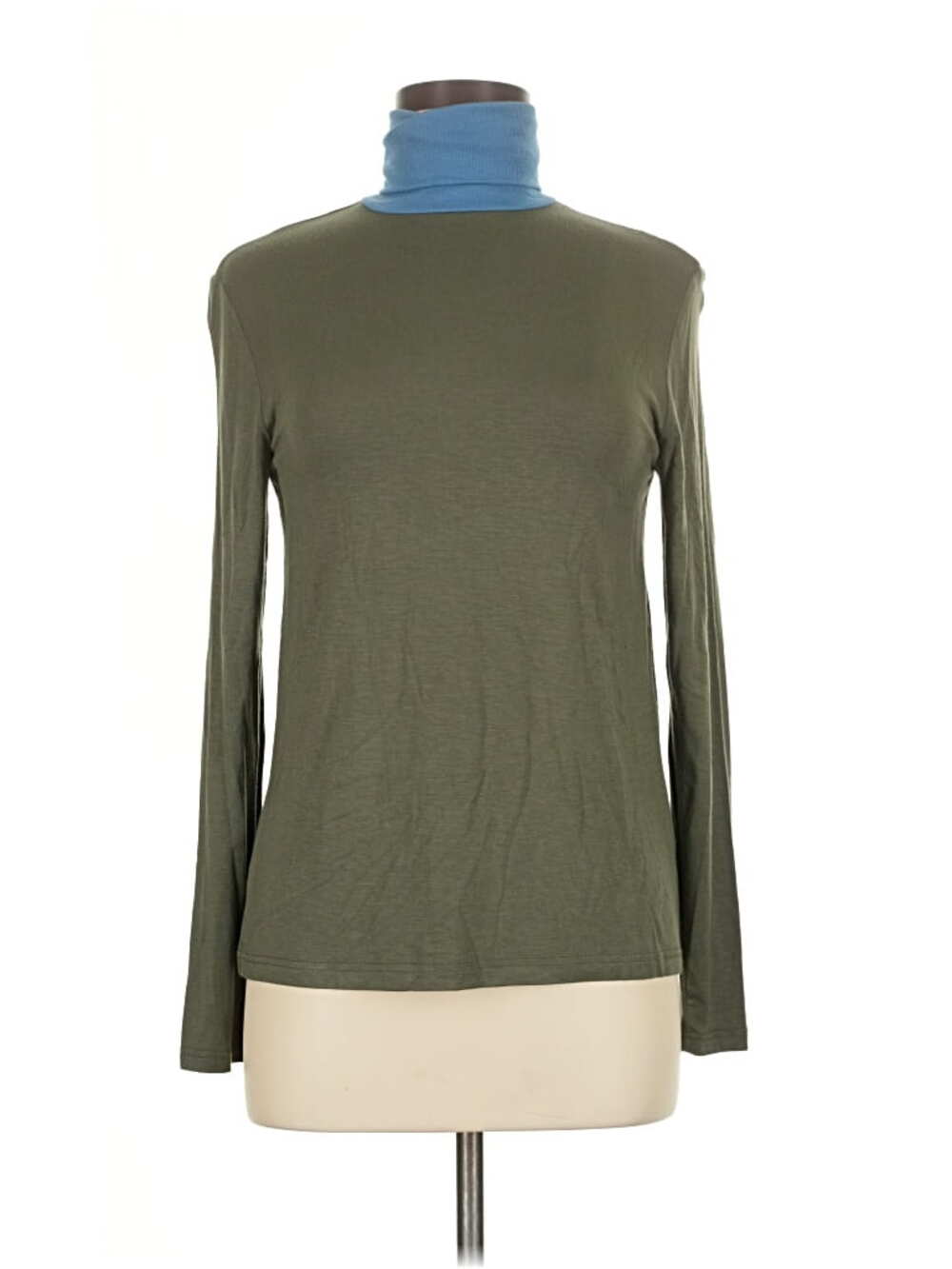 Hidden Forest Market Colorblock Turtleneck Top Long Sleeve Green Blue Medium